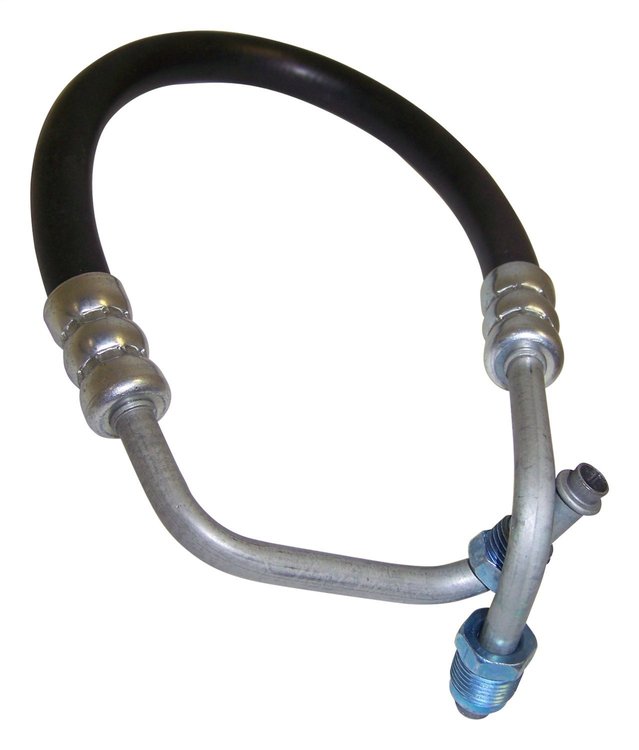 52003079 Power Steering Pressure Hose for 1980-1991 Jeep SJ, J-Series w/ 5.9L Engine [Black, Silver, Metal, Rubber]