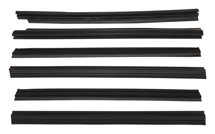 55235404MK Door Glass Weatherstrip Kit for 84-96 Jeep XJ Cherokee w/ 4 Doors [Black, Plastic, Rubber, Front & Rear]