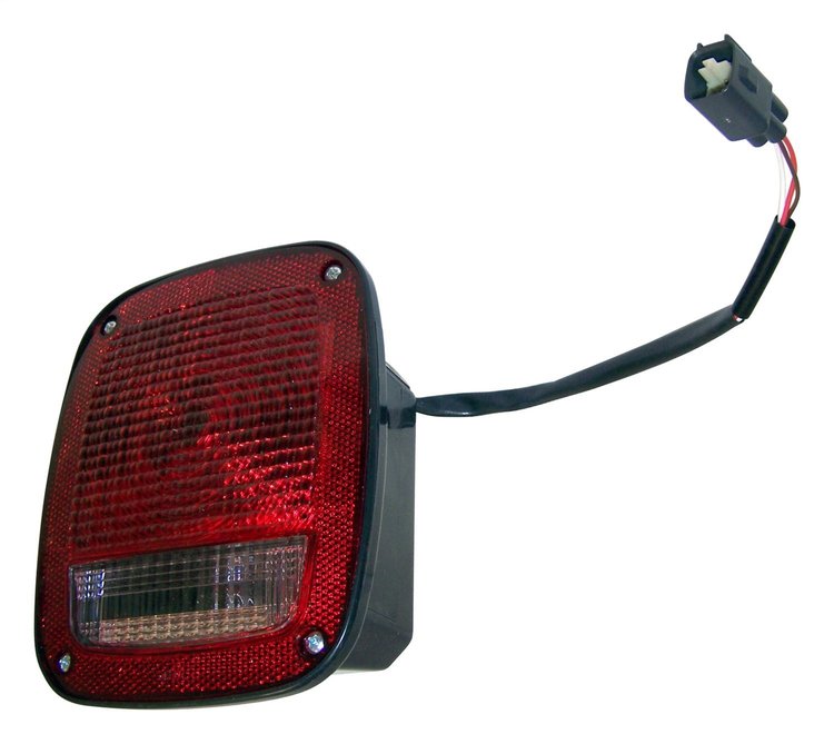 56018648AC Tail Light for Jeep 1998-2006 TJ Wrangler, Has Square 4-Prong Connector [Clear, Red, Plastic, Rear]