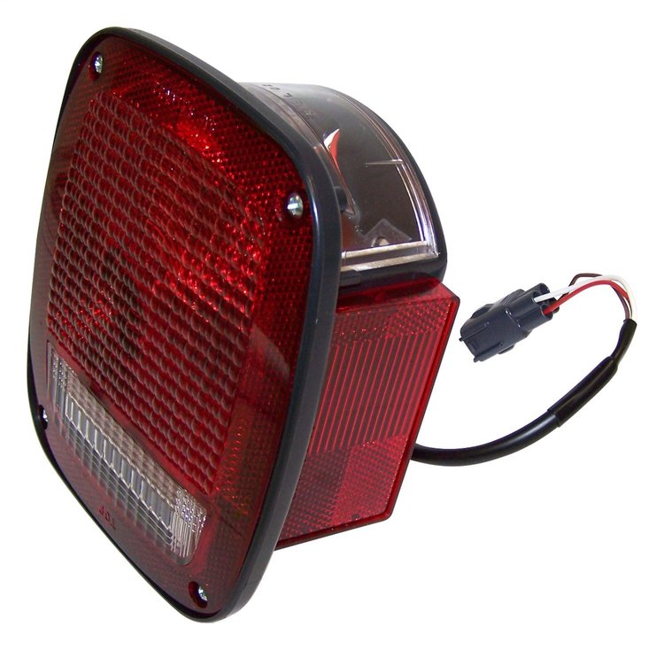 56018649AC Tail Light for Jeep 1998-2006 TJ Wrangler, Has Square 4-Prong Connector [Clear, Red, Plastic, Rear]