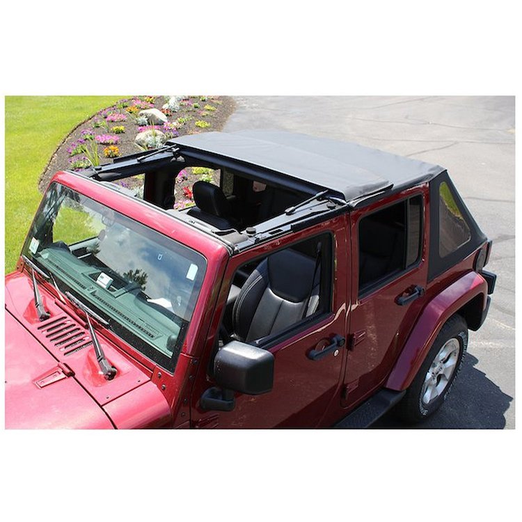 Black Diamond Fold Back Soft Top w/Tinted Windows for 2007-2018 Jeep Wrangler JKU 4-Door
