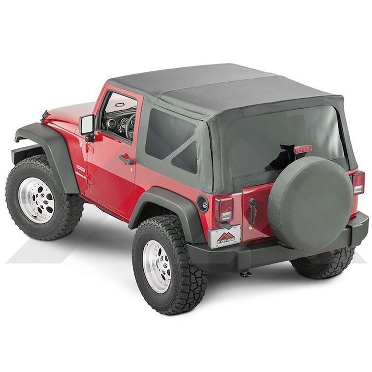 RT10935T Replacement Soft Top w/ Tinted Windows for 2007-2012 Jeep Wrangler JK 2-Door [Black Diamond Oxford Vinyl]