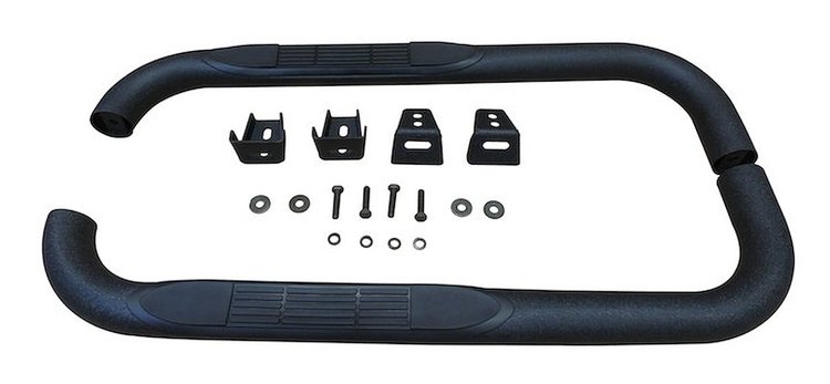 RT26016 Black Textured 3" Tubular Side Steps for Jeep 1987-2006 YJ & TJ Wrangler, Except TJ Unlimited