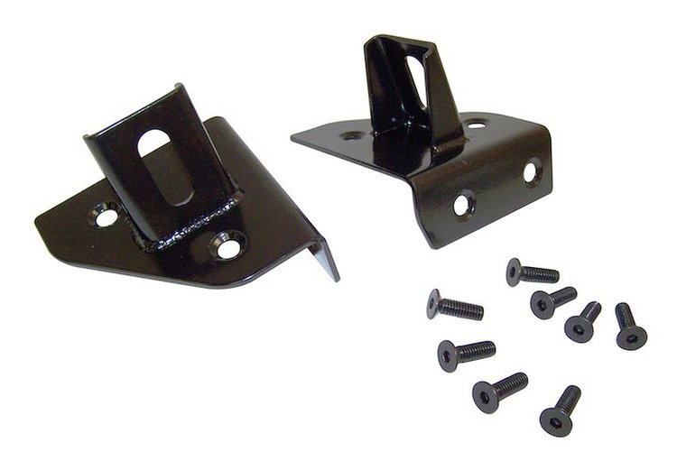 RT26021 Black Windshield Light Mount Brackets for 1976-1986 Jeep CJ-5, CJ-7, CJ-8, and 1987-1995 YJ Wrangler