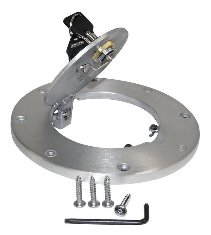 RT26039 Locking Fuel Filler Door for 1997-2006 Jeep Wrangler TJ [Brushed Aluminum]
