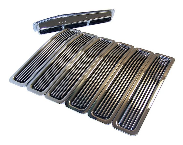 RT26041 Chrome Plastic Grille Insert Set for 1997-2006 Jeep TJ Wrangler; Snap-In Type