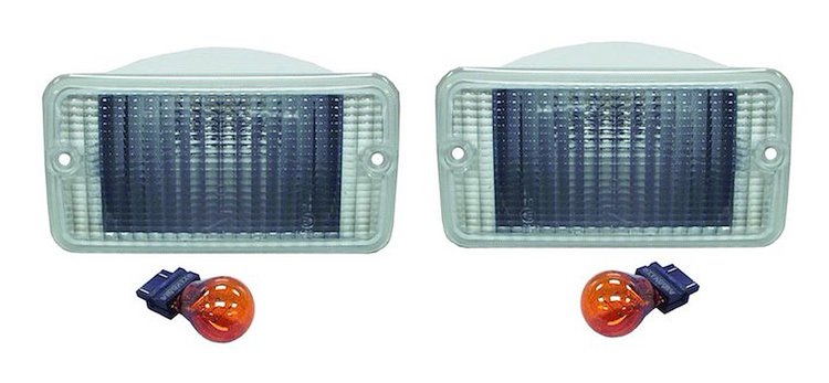 RT28016 Clear Park & Turn Signal Lamp Set for Jeep TJ Wrangler; Includes Left and Right Clear Parking Lamps and Amber Bulbs