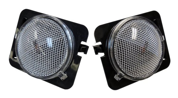 RT28028 Clear Side Marker Light Kit w/ Amber Bulbs for 2007-2018 Jeep JK Wrangler; Left and Right; DOT Compliant