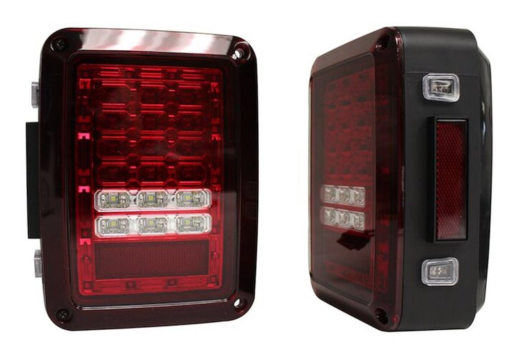 RT28111 LED Tail Light Set w/ Red Lenses for 2007-2018 Jeep JK Wrangler; Left and Right
