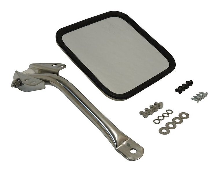 RT30007 Left Stainless Steel Side Mirror & Arm for 1955-1986 Jeep CJ-5, CJ-6, CJ-7, CJ-8