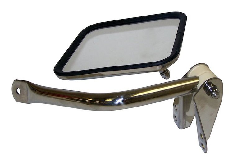 RT30009 Right Stainless Steel Mirror and Arm for Jeep 1955-1995 CJ-5, CJ-6, CJ-7, CJ-8, & YJ Wrangler