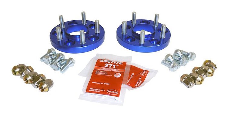 RT32015 .75" Thick Blue Wheel Spacer Set for Jeep 2015-2018 BU Renegade, 2019+ BV Renegade, and 2014+ KL Cherokee