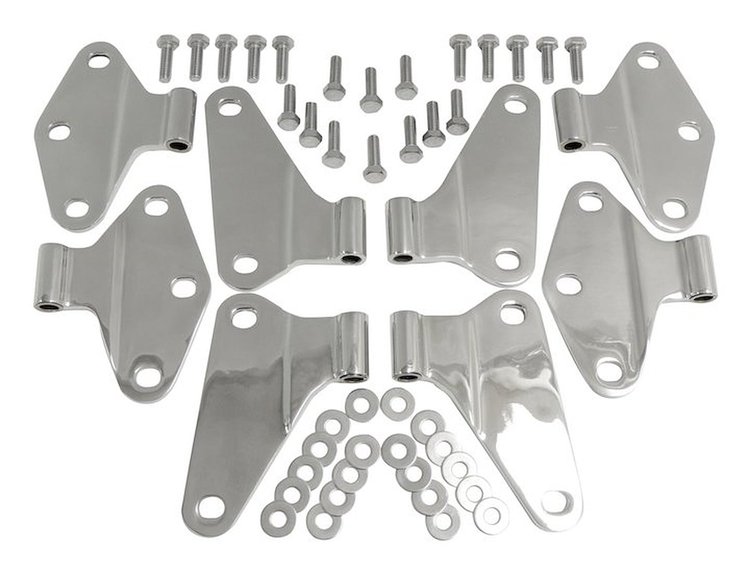 RT34069 Polished Stainless Steel Hood Hinge Set (Body Side Only) for 2007-2018 JK Wrangler w/ 4 Door
