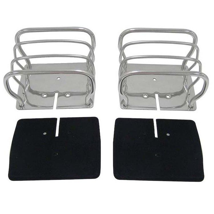 RT34090 Stainless Steel Euro Tail Lamp Guard Set for 1976-2006 Jeep Models