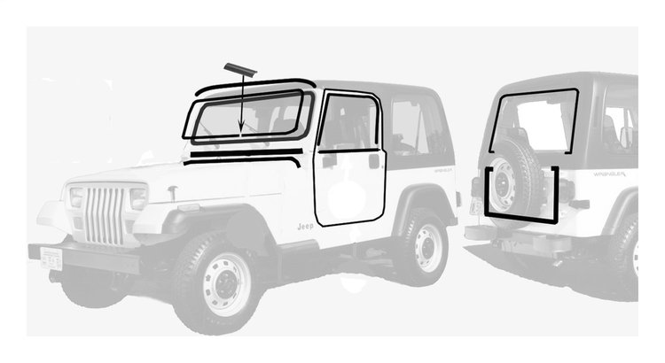 YJWSK Complete Weatherstrip Kit for 1987-1995 Jeep Wrangler YJ