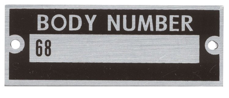 68-14002 Body Number Plate, 1936 Ford