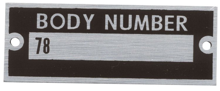 78-14002 Body Number Plate, 1937 Ford