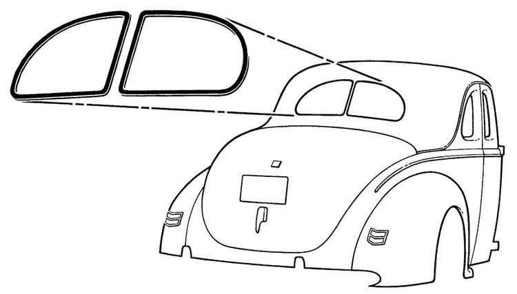 78-704220 Rear Window Seal, 1937 Ford Car, 1938 Ford Coupe, Ford Standard Ford Sedan, 1939-40 Ford Coupe