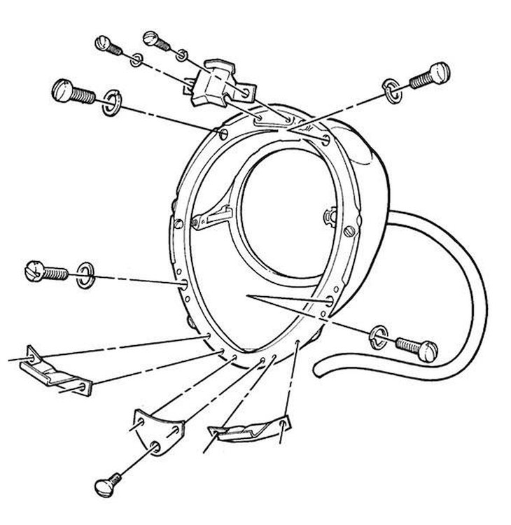 91A-13061-K Headlight Bucket, Lens & Rim Mount Kit, 1939 Ford Deluxe