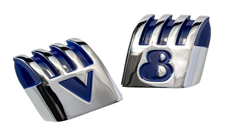 01A-16604/5-B V8 Hood Emblems, 1940 Ford Standard, Ford Pickup