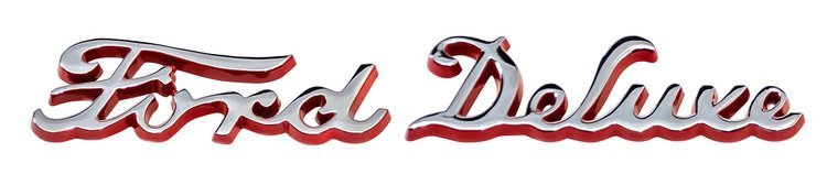 01A-16606/7-B Hood Side Emblems, 1940 Ford Deluxe
