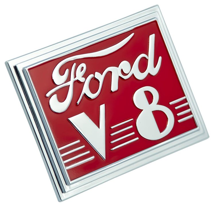 01A-7043370-B Trunk Lid Emblem (Red), 1940 Ford Deluxe