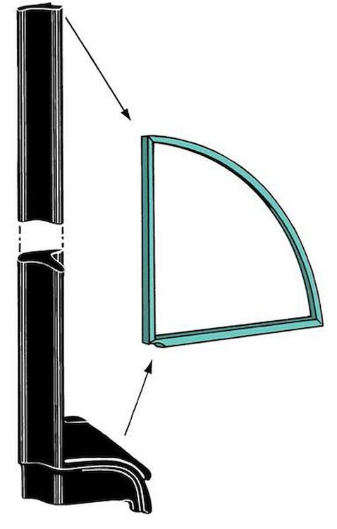 21A-7630106/7 Quarter Window Front Edge Seals, 1942-50 Ford Convertible