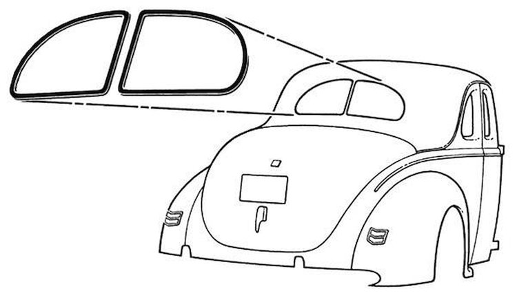 78-704220-S-GP Quarter Window Glass Pattern, 1937-40 Ford Coupe
