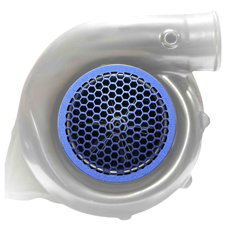 TBG-BIL-4.00-BLU Billet Turbocharger Inlet Screen, 4 in. Inlet Diameter [Blue]