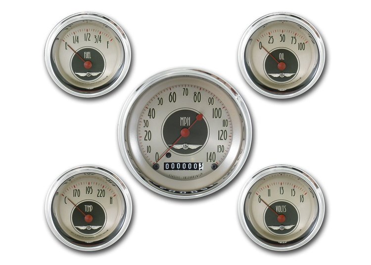 All American Nickel 5-Gauge Set 3-3/8" Electrical Speedometer (140 mph)