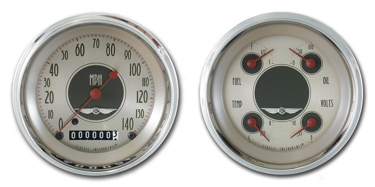 All American Nickel 2-Gauge Set 3-3/8" Electrical Speedometer (140 mph)
