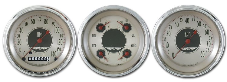 All American Nickel 3-Gauge Set 3-3/8" Electrical Speedometer (140 mph)