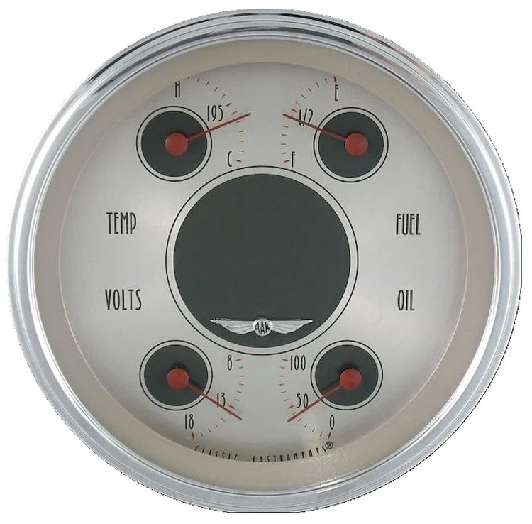 All American Nickel Quad Gauge 4-5/8" Electrical Includes: