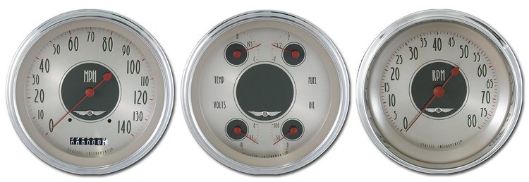All American Nickel 3-Gauge Set 4-5/8" Electrical Speedometer (140 mph)