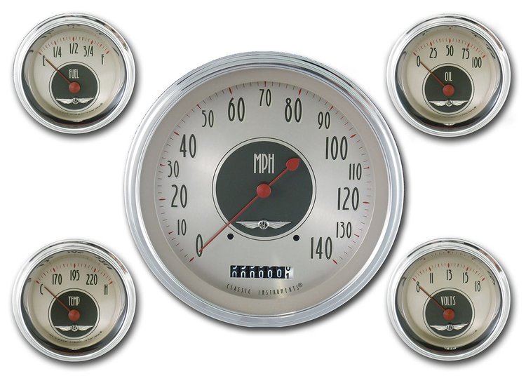 All American Nickel 5-Gauge Set 4-5/8" Electrical Speedometer (140 mph)