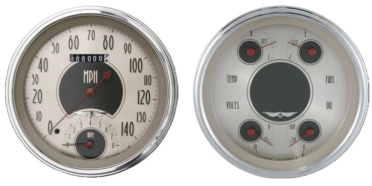 All American Nickel 2-Gauge Set 4-5/8" Electrical Speedtachular Gauge