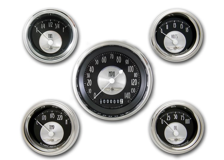 All American Tradition 5-Gauge Set 3-3/8" Electrical Speedometer (140 mph)