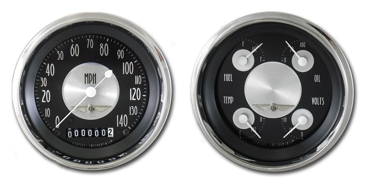 All American Tradition 2-Gauge Set 3-3/8" Electrical Speedometer (140 mph)