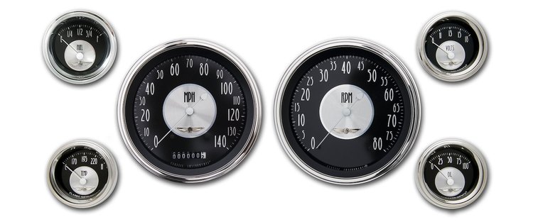 All American Tradition 6-Gauge Set 4-5/8" Elec Speedometer (140 mph)