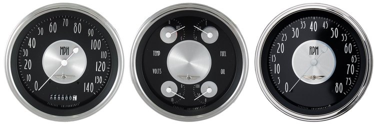 All American Tradition 3-Gauge Set 4-5/8" Electrical Speedometer (140 mph)