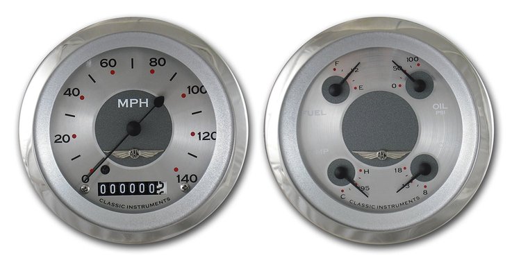All American Series 2-Gauge Set 3-3/8" Electrical Speedometer (140 mph)