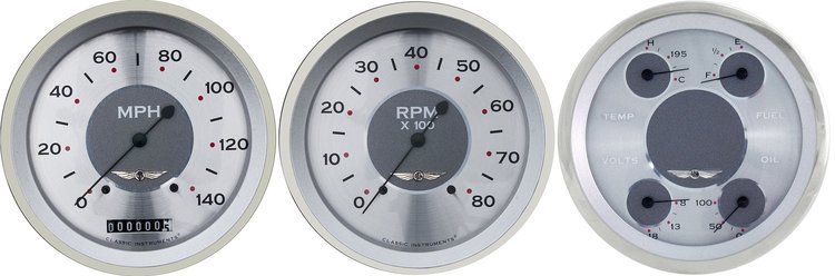 All American Series 3-Gauge Set 4-5/8" Electrical Speedometer (140 mph)