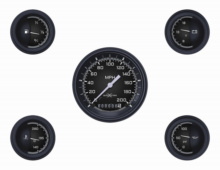 Gray AutoCross Series 5-Gauge Set 3-3/8" Electrical Speedometer (200 mph)