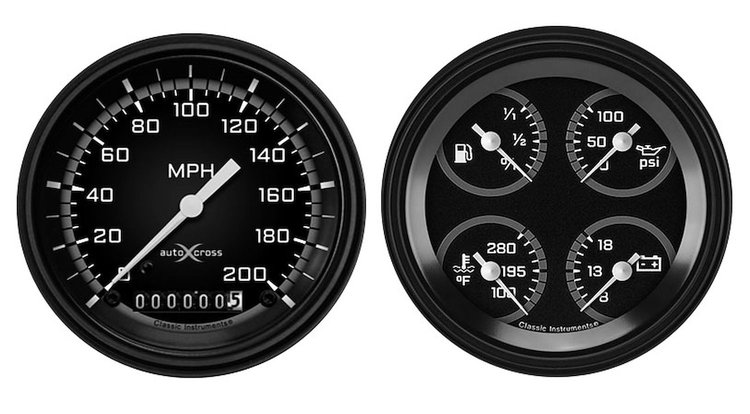 AX02GBLF Classic Instruments Auto Cross Gray 6 Gauge Set