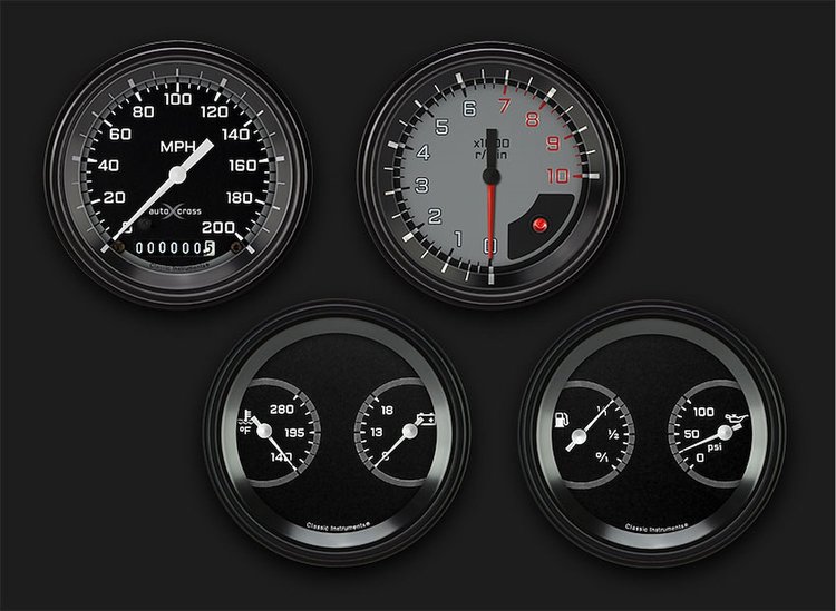 AX05GBLF Autocross Gray Four Gauge Set