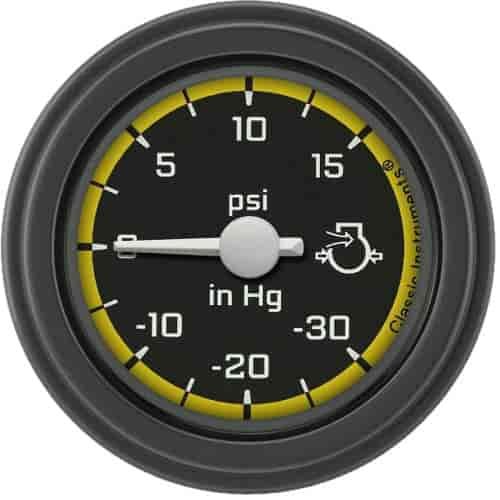 Yellow AutoCross Series Boost Gauge 2-1/8" Electrical