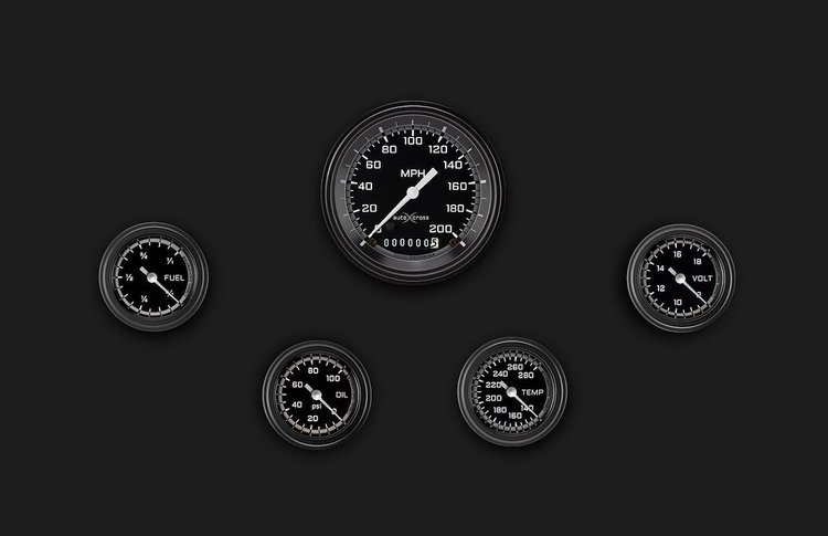 AX100GBLF Autocross Gray Five Gauge Set 100