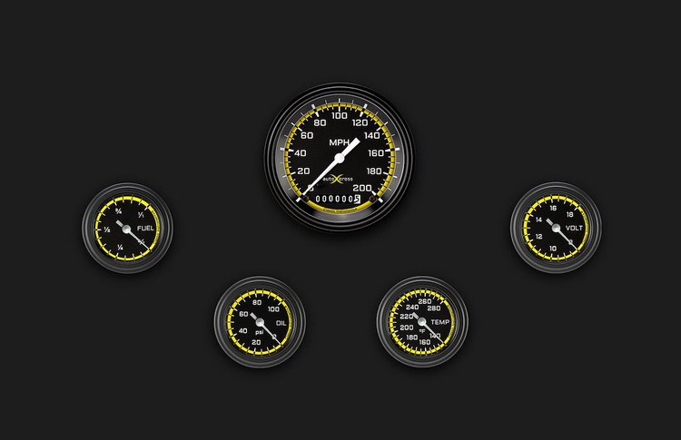 AX100YBLF Autocross Yellow Five Gauge Set 100