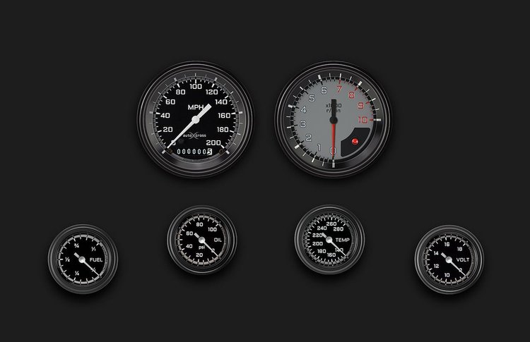 AX101GBLF Autocross Gray Six Gauge Set 101
