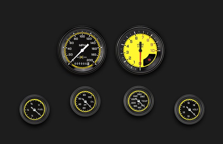 AX101YBLF Autocross Yellow Six Gauge Set 101